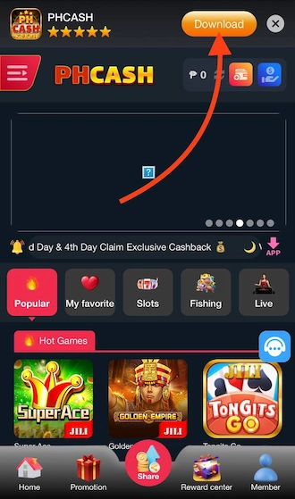 Step 1: After phcash.com login homepage, Please select ‘Download’ on the homepage interface.